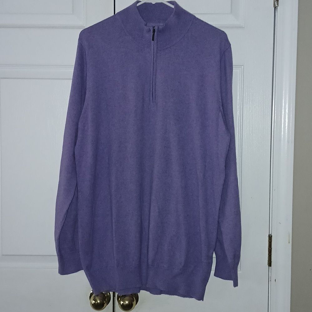 L.L. Bean lilac purple pullover sweater zipper cashmere blend  Sz LT  NWOT